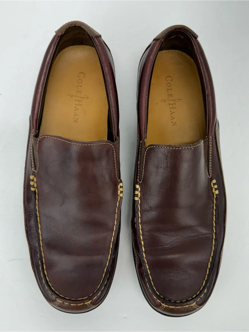 Cole Haan size 10.5 Men's Tucker Venetian Brown Leather Slip On Loafers